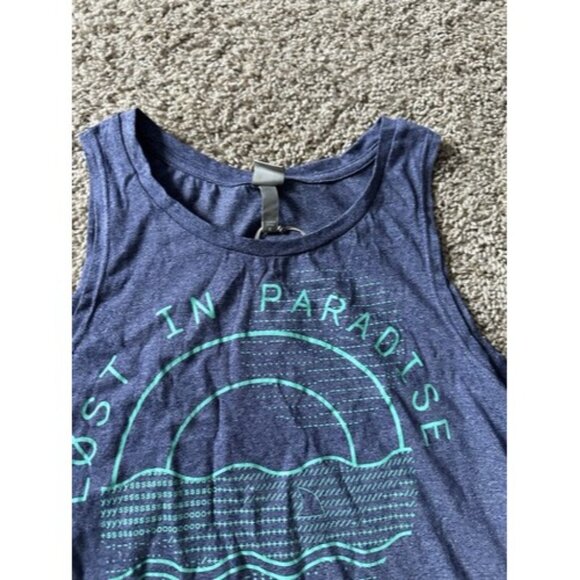 Bench Womens "lost in Paradise" Sleeveless Blue Tank Graphic Size Small Active - Picture 4 of 13
